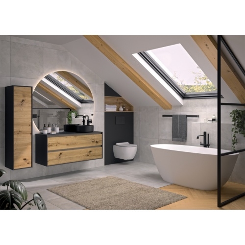 Meuble de salle de bains MONTANA Noir et Chêne Artisan