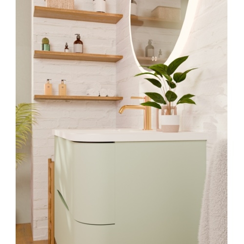 Meuble de salle de bain CURVE 80 cm – Laqué Vert d'Eau - Design Galbé CURVE_80 CM_ VERT EAU_VERTICAL
