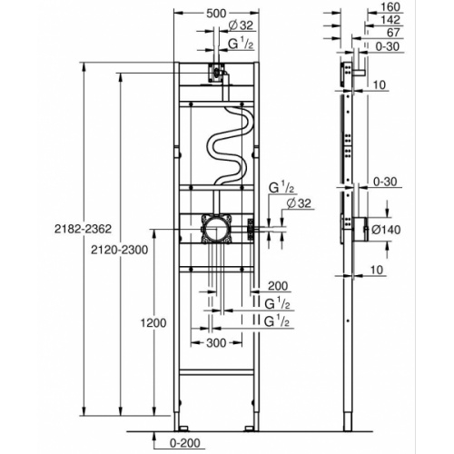 Bâti-douche GROHE RAPIDO Mono - 1057619990 1057619990_03