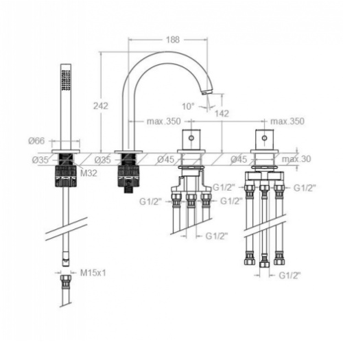 Robinetterie de bain encastrée ALEXIA Chromé - 36C312257 ALEXIA Schéma