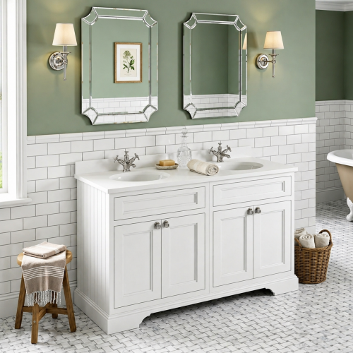 Meuble double vasque rétro Freestanding 130cm