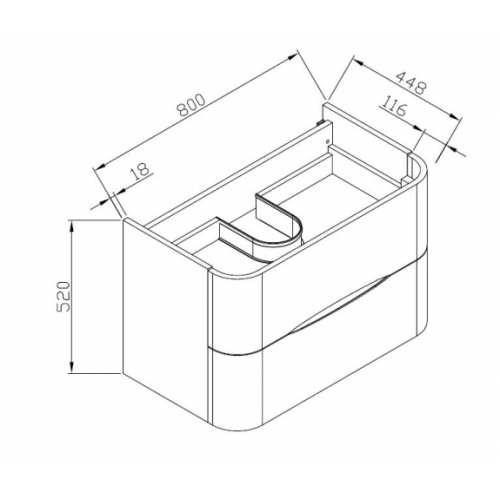 Meuble de salle de bain CURVE 80 cm – Laqué Vert d'Eau - Design Galbé Curve Schéma