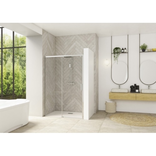 Paroi coulissante SMART DESIGN C sans seuil Chromé - Gauche - 90 cm