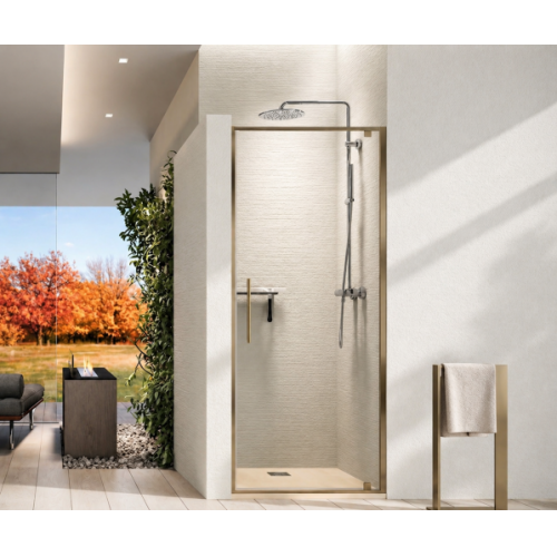 Paroi de douche 1 porte pivotante RIGA G Bronze brossé - 69cm