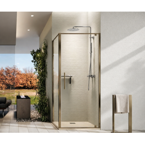 Paroi de douche 1 porte pivotante RIGA G Bronze brossé - 69cm RIGA G Bronze