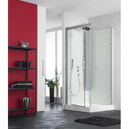 Cabine de douche HORIZON C angle carrée - 80x80cm - Acier - Porte pivotante