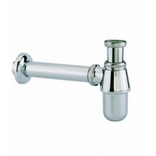 Siphon pour lavabo avec sortie murale et rosace Chrome