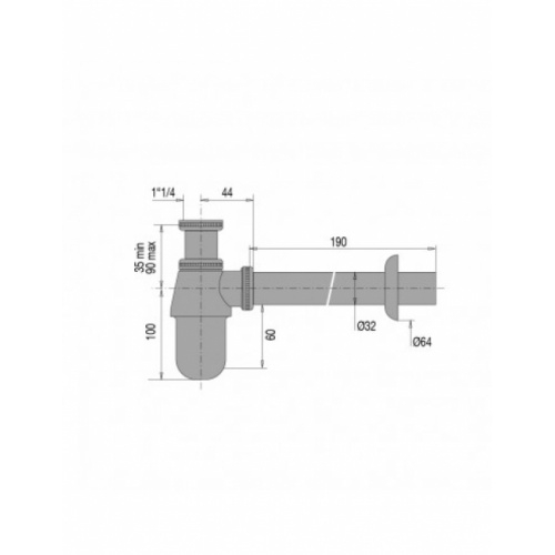 Siphon pour lavabo avec sortie murale et rosace Chrome 130400 000 00_1 Siphon pour lavabo avec sortie murale et rosace Chrome 130400 000 00_1