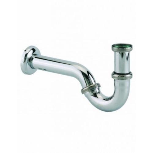 Siphon tube de lavabo, réglable, avec sortie murale et rosace - laiton chromé