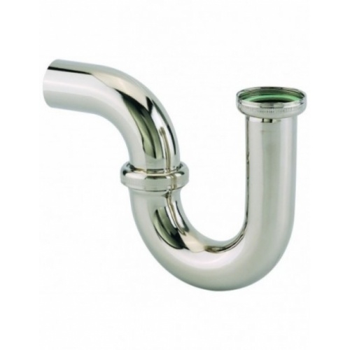 Siphon de lavabo tube, sortie D. 32 mm, h. 125 mm, laiton chromé mat