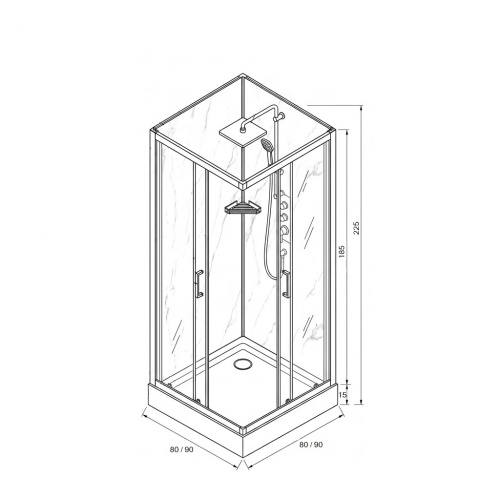 Cabine de douche carrée 80x80 QUADRA Marble Schéma Marble Cabine de douche carrée 80x80 QUADRA Marble Schéma Marble