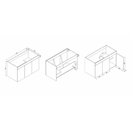 Meuble sous-évier 3 portes BENT Basalte avec évier BENT Schéma