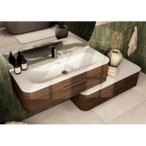 Meuble de salle de bains Noyer Tabac décalé 120cm ECLIPSE Eclipse Noyer CEDAM Meuble de salle de bains Noyer Tabac décalé 120cm ECLIPSE Eclipse Noyer CEDAM