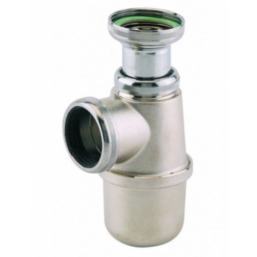 Siphon pour évier, réglable de 50 à 100 mm, sortie D.40 mm, NF, nickel mat