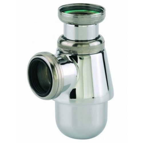 Siphon de lavabo chromé, taille réglable 35/90 mm, sortie D. 32 mm, laiton