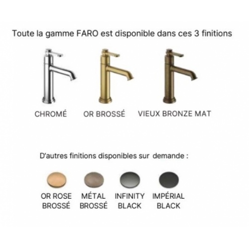Mitigeur de lavabo Vieux bronze mat H190 FARO vidage clic-clac FARO