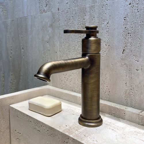 Mitigeur de lavabo Vieux bronze mat H190 FARO vidage clic-clac