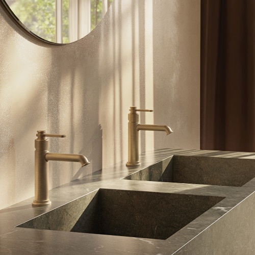 Mitigeur de lavabo or brossé H190 FARO vidage clic-clac