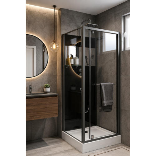 Cabine de douche carrée 80x80 cm PRADO 2.0 - Montage Sans Silicone