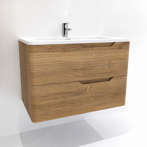 Meuble vasque LUNA Bois Vieilli 80 cm - SANS miroir