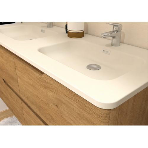 Meuble double vasque LUNA Bois Vieilli 120cm - Sans miroir LUNA Bois Vieilli 120 profil
