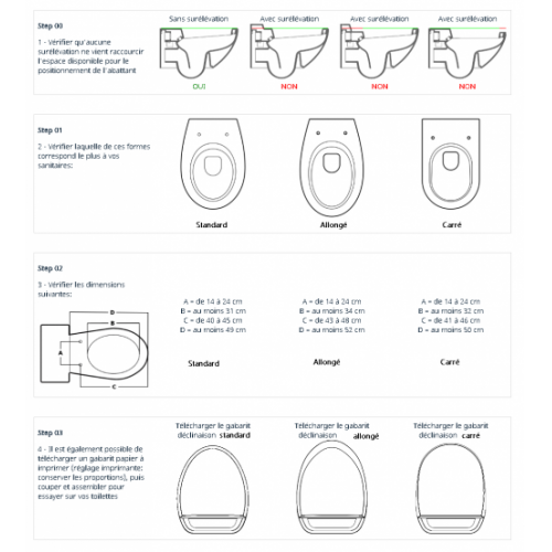 Abattant WC japonais lavant Évidence Carré Adaptabilite-cuvette-Choisir-sa-taille