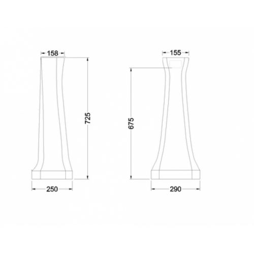 Piètement lavabo Burlington P9 rehaussé blanc P9 Schéma