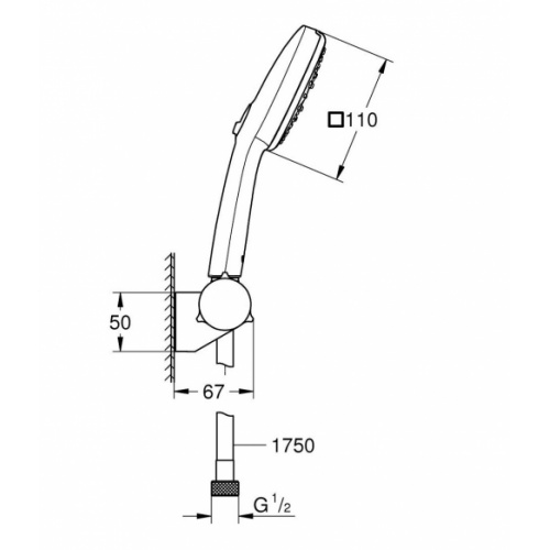 Ensemble de douche 3 jets avec support mural Tempesta Cube 100 27584003_03 Ensemble de douche 3 jets avec support mural Tempesta Cube 100 27584003_03