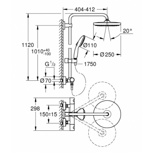 Colonne de douche avec mitigeur thermostatique Tempesta System 250 26671001_4 Colonne de douche avec mitigeur thermostatique Tempesta System 250 26671001_4