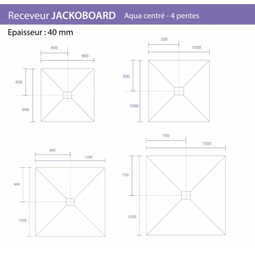 Receveur de douche 150X150 SV, JACKOBOARD Aqua Centré* Aqua Centré Schéma Receveur de douche 150X150 SV, JACKOBOARD Aqua Centré* Aqua Centré Schéma