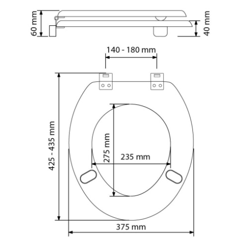 Abattant UNIVERSAL réhaussé 40 mm personne âgée ou à mobilité réduite 7UD00011606 Schéma Abattant UNIVERSAL réhaussé 40 mm personne âgée ou à mobilité réduite 7UD00011606 Schéma