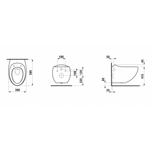 Cuvette suspendue sans bride ALESSI One avec abattant frein de chute Cuvette sans bride ALESSI (2)