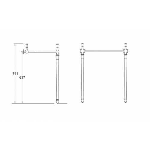 Piètement 610 de lavabo Burlington T23A Nickel Brossé T23A Schéma