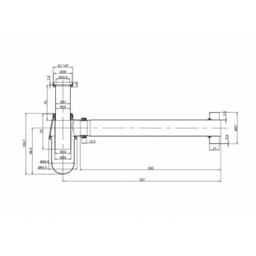 Siphon de lavabo rétro Brushed Nickel W14_LD
