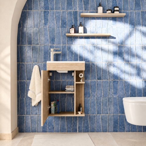 Meuble Lave-mains SMART 2.0 Bois Clair SMART_BOIS CLAIR_PORTE OUVERTE_FACE