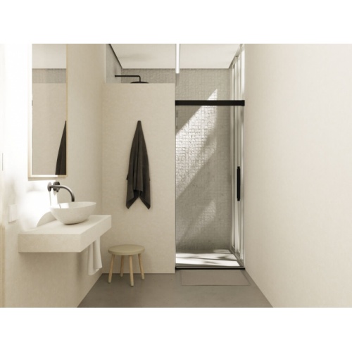 Paroi de douche VITA coulissante derrière mur - VA-211 VA211-Negro-Transp-A