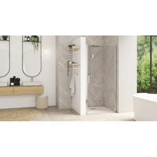 Porte pivotante en niche SMART DESIGN P sans seuil - Transparent - Chromé - 70cm SMART DESIGN P sans seuil