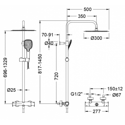 Colonne de douche thermostatique cuivre brossé - 945412Q3RM300CUC* 94D311258 Colonne BLAUTHERM Schéma Colonne de douche thermostatique cuivre brossé - 945412Q3RM300CUC* 94D311258 Colonne BLAUTHERM Schéma