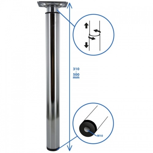 Pied de meuble réglable en acier chromé 31 à 50cm 53303611_2