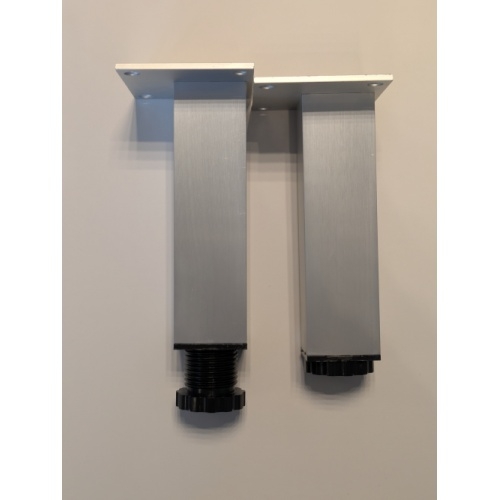Jeu de 2 pieds de meuble 15cm Alu anodisé brossé