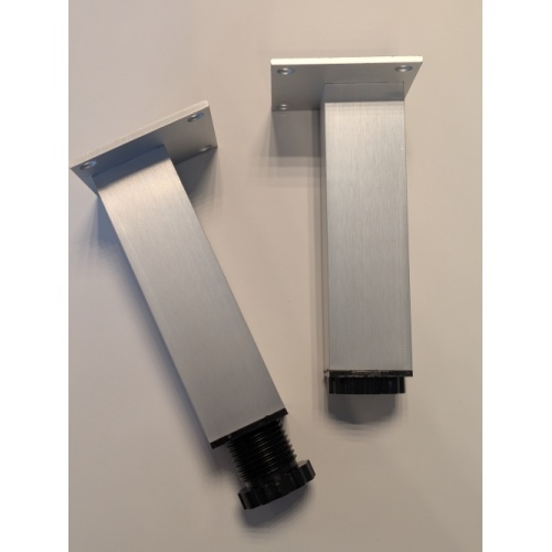 Jeu de 2 pieds de meuble 15cm Alu anodisé brossé Pieds Alu brossé 15 cm (2)