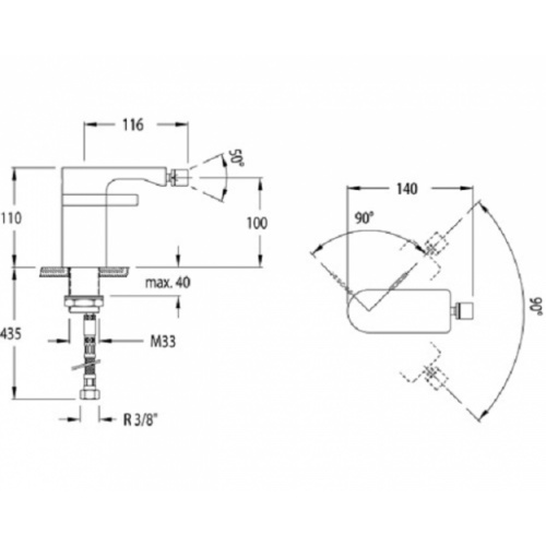 Mitigeur bidet chromé AROLA 2603 2603 - COTE Mitigeur bidet chromé AROLA 2603 2603 - COTE