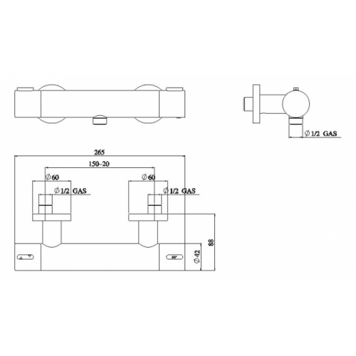 Mitigeur douche thermostatique chromé LIKID LK00030 COTE Mitigeur douche thermostatique chromé LIKID LK00030 COTE