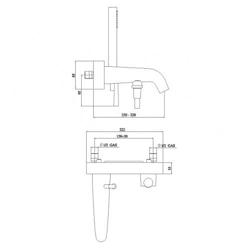 Mitigeur bain-douche chromé LIKID LK00110 COTE Mitigeur bain-douche chromé LIKID LK00110 COTE