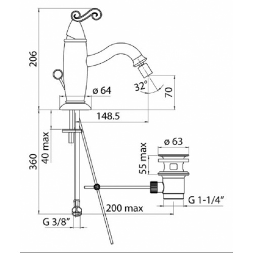 Mitigeur bidet chromé DUBAI DB00119-1 COTE