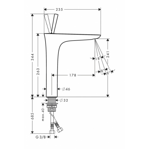 Mitigeur de lavabo PURAVIDA 240 Blanc/Chromé** 15072400 cote Mitigeur de lavabo PURAVIDA 240 Blanc/Chromé** 15072400 cote