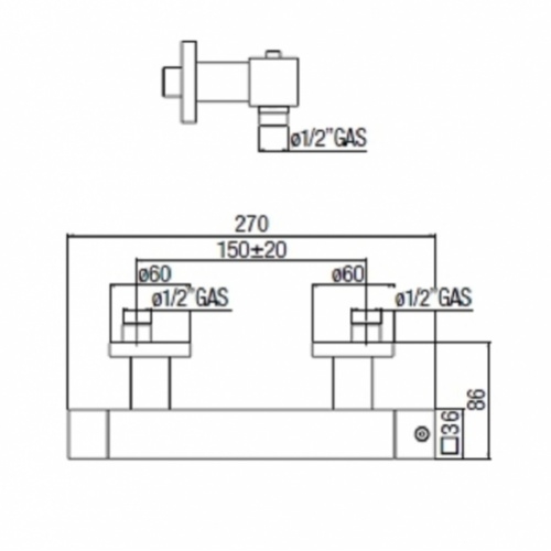 Mitigeur de douche thermostatique TOWER chromé TW00030 COTE Mitigeur de douche thermostatique TOWER chromé TW00030 COTE