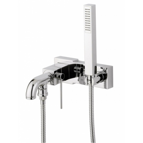 Mitigeur bain/douche monocommande mural CUBE avec douchette chromé Mitigeur bain/douche monocommande mural CUBE avec douchette chromé