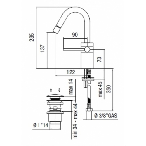 Mitigeur monocommande CUBE pour bidet chromé 