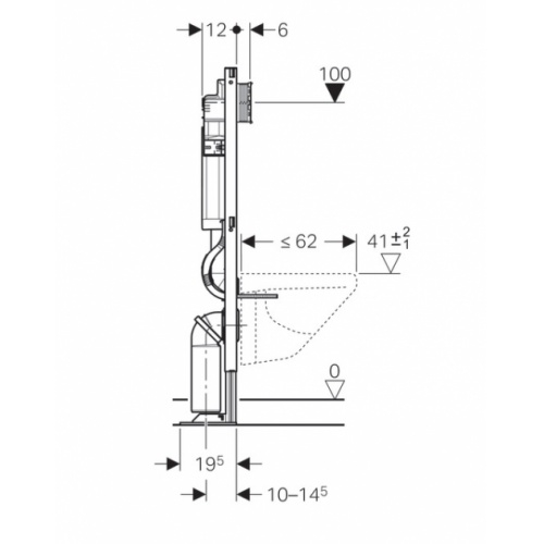 Pack WC Geberit UP320 + Cuvette AquaBlade TESI + Sigma Chromé Brillant UP320 - Schéma